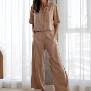 Lunya Washable Silk Button Down Pant Set